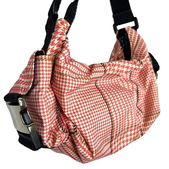 Ralph Lauren Y2K Houndstooth Nylon Mini Buckle Clasp Shoulder Bag Purse - Picture 6 of 10